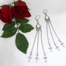 3 Tier Victorian Dangle hook earrings 14 cm