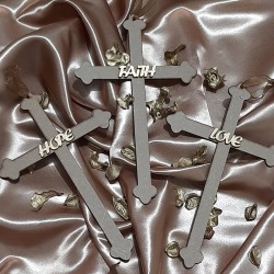 Hope Faith and Love vintage wooden cross trio set Gold