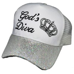 Gods Diva white glitter  cap