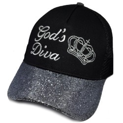 Gods Diva black  glitter  cap